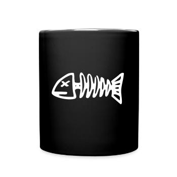 Fisch Skelett | Lifestyle, lustige Bilder - Tasse einfarbig - Schwarz - Vorne