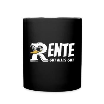 Rente Ente Cartoon - Rente gut alles gut - Tasse einfarbig - Schwarz - Vorne