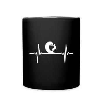 Surfen Herzschlag Surfer - Tasse einfarbig - Schwarz - Vorne