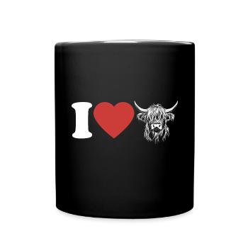 I Love Highland Cattle - Heart - Cow - Cattle Breeding - Full Colour Mug - black - Front
