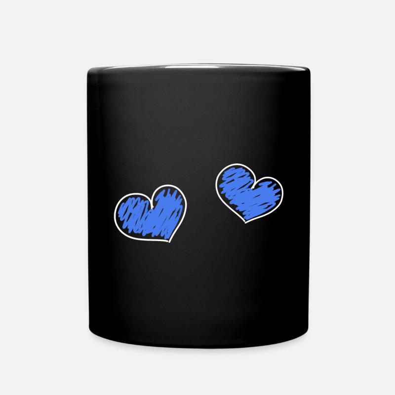 Herzen blau - Tasse einfarbig - Schwarz