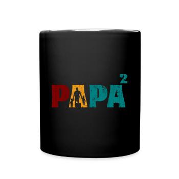 Papa Vater von 2 Kinder Zwillinge Söhnen Mädchen - Tasse einfarbig - Schwarz - Vorne