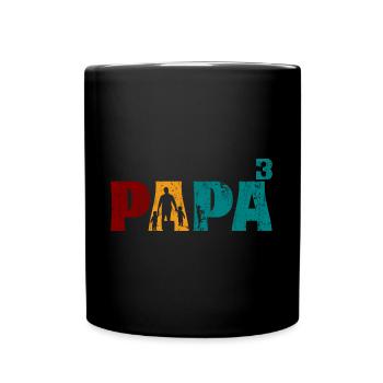 Papa Vater von 3 Kinder Kindern Dreifacher - Tasse einfarbig - Schwarz - Vorne