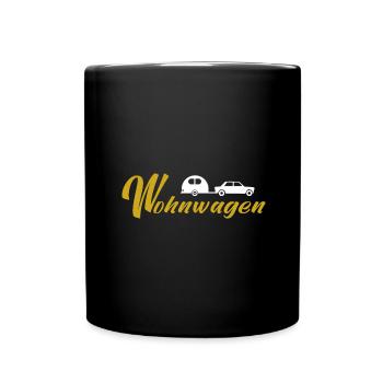 Wohnwagen - Tasse einfarbig - Schwarz - Vorne