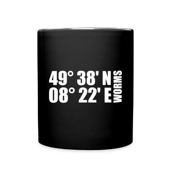 Worms Koordinaten - Tasse einfarbig - Schwarz - Vorne