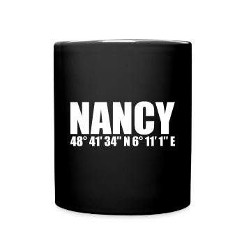 Nancy Koordinaten - Tasse einfarbig - Schwarz - Vorne