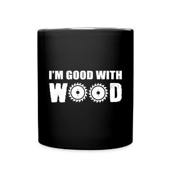 Gut mit Holz Holzschnitzer Gift - Tasse einfarbig - Schwarz - Vorne