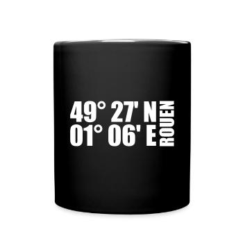 Coordonnées de Rouen - Mug uni - noir - Devant