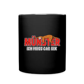 Münster ich muss gar nix Faultier Heimat - Tasse einfarbig - Schwarz - Vorne