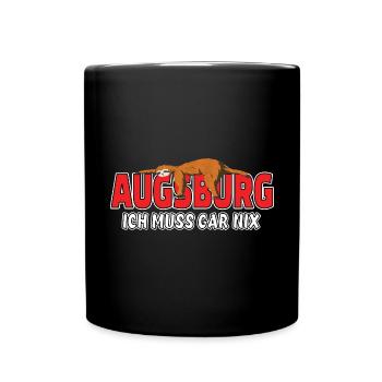 Augsburg ich muss gar nix Faultier Heimat - Tasse einfarbig - Schwarz - Vorne