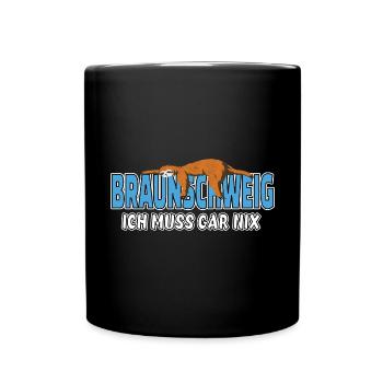Braunschweig ich muss gar nix Faultier Heimat - Tasse einfarbig - Schwarz - Vorne