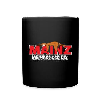 Mainz ich muss gar nix Faultier Heimat - Tasse einfarbig - Schwarz - Vorne
