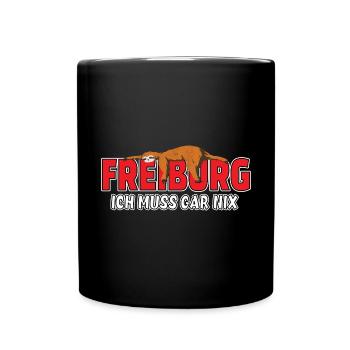 Freiburg ich muss gar nix Faultier Heimat - Tasse einfarbig - Schwarz - Vorne