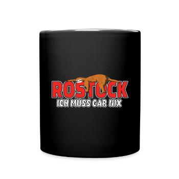 Rostock ich muss gar nix Faultier Heimat - Tasse einfarbig - Schwarz - Vorne