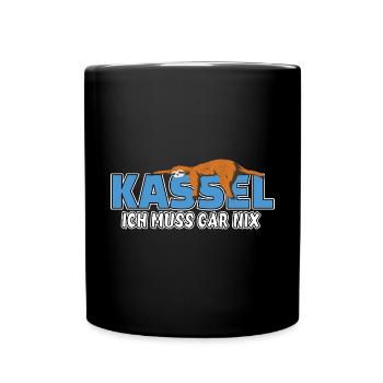 Kassel ich muss gar nix Faultier Heimat - Tasse einfarbig - Schwarz - Vorne