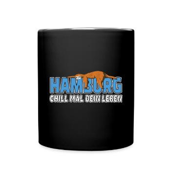 Hamburg Home sweet home Faultier Heimt - Tasse einfarbig - Schwarz - Vorne