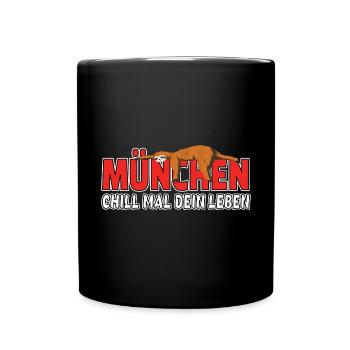 München Home sweet home Faultier Heimt - Tasse einfarbig - Schwarz - Vorne