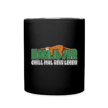 Hannover chill mal dein Leben Faultier Heimat - Tasse einfarbig - Schwarz - Vorne