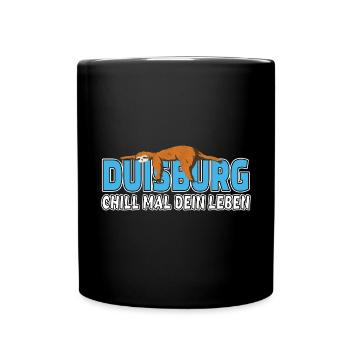 Duisburg chill mal dein Leben Faultier Heimat - Tasse einfarbig - Schwarz - Vorne
