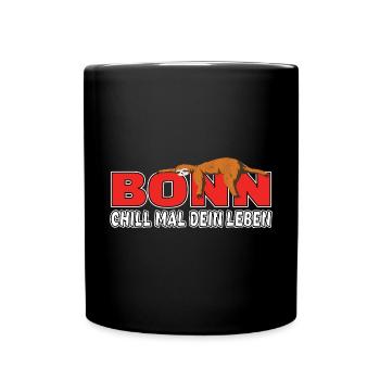 Bonn chill mal dein Leben Faultier Heimat - Tasse einfarbig - Schwarz - Vorne
