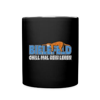 Bielefeld chill mal dein Leben Faultier Heimat - Tasse einfarbig - Schwarz - Vorne