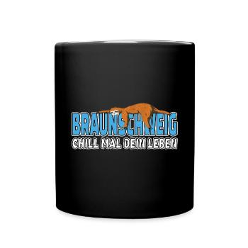 Braunschweig chill mal dein Leben Faultier Heimat - Tasse einfarbig - Schwarz - Vorne