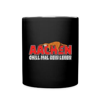Aachen chill mal dein Leben Faultier Heimat - Tasse einfarbig - Schwarz - Vorne