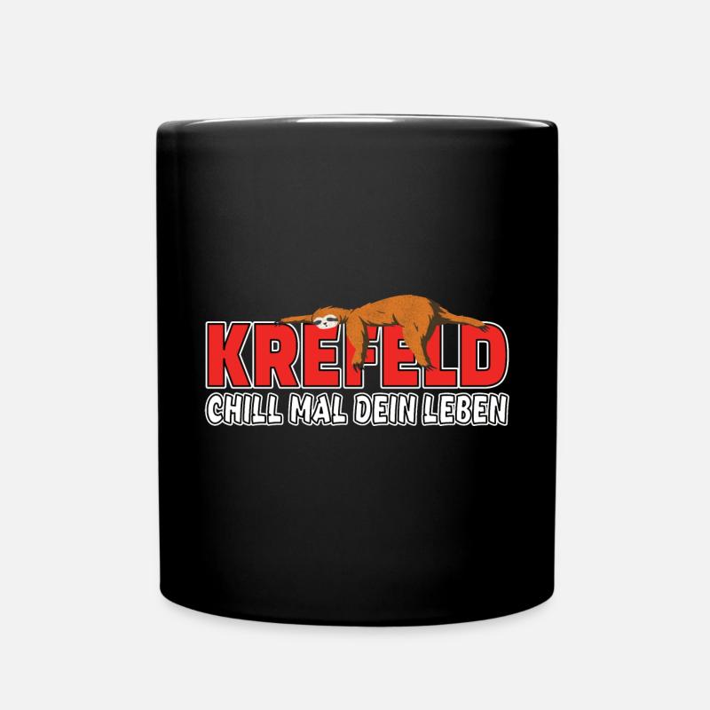 Krefeld chill mal dein Leben Faultier Heimat - Tasse einfarbig - Schwarz