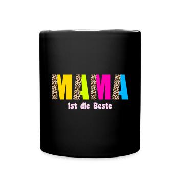 Mama ist die beste Leopard Design - Tasse einfarbig - Schwarz - Vorne