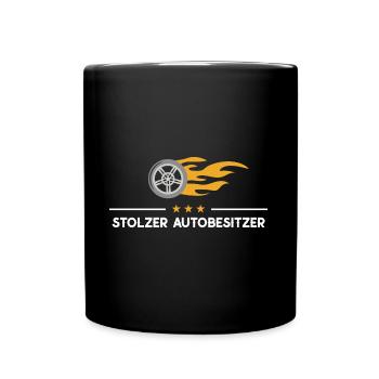 Autobesitzer neues Auto Autofan ich liebe Autos - Tasse einfarbig - Schwarz - Vorne