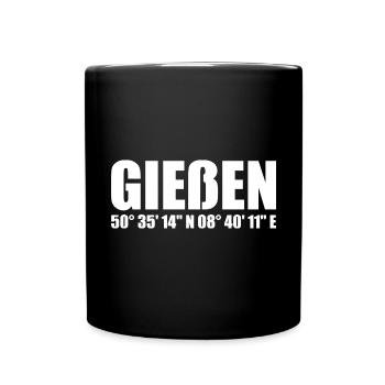 Gießen Koordinaten - Tasse einfarbig - Schwarz - Vorne