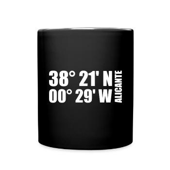Alicante Koordinaten - Tasse einfarbig - Schwarz - Vorne
