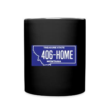 406 Home Montana Kartendesign für stolze Montaner - Tasse einfarbig - Schwarz - Vorne