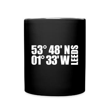 Leeds Koordinaten - Tasse einfarbig - Schwarz - Vorne
