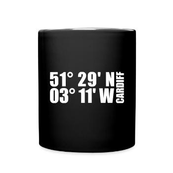 Cardiff Koordinaten - Tasse einfarbig - Schwarz - Vorne