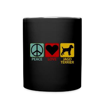 Deutscher Jagdterrier Jagdhund Peace Love - Tasse einfarbig - Schwarz - Vorne