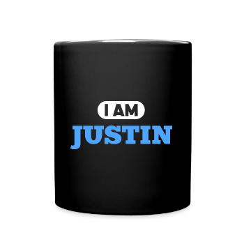 Justin Name Spruch für stolze Justins - Tasse einfarbig - Schwarz - Vorne