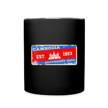 Cambodge Temple Khmer Vintage Palms I Cadeau - Mug uni - noir - Devant