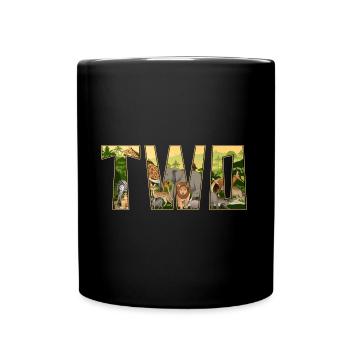 Jungle Birthday Zoo Animal 2 years old - Full Colour Mug - black - Front