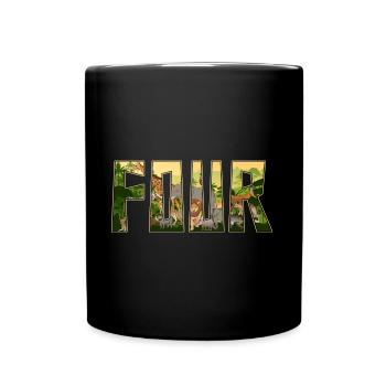 Jungle Birthday Zoo Animal 4 years old - Full Colour Mug - black - Front