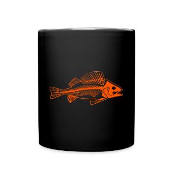 Rote Fischgräte, cooles Barsch als Gräte Deisgn - Tasse einfarbig - Schwarz - Vorne