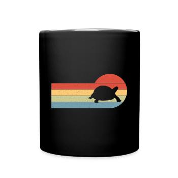 Sunset Retro Reptile Turtle Tortoise Fan - Mug uni - noir - Devant