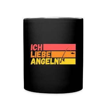 Angel Fischen Angeln Angler - Tasse einfarbig - Schwarz - Vorne