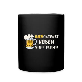 Bieraktivist Heben statt Kleben - Tasse einfarbig - Schwarz - Vorne