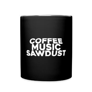 Café, Musique, Sciure de bois - Mug uni - noir - Devant