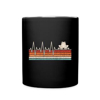 Frosch EKG Herzschlag - Tasse einfarbig - Schwarz - Vorne