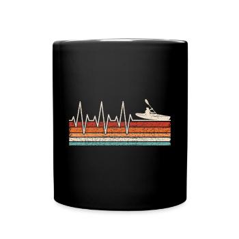 Kajakfahrer Herzschlag - Tasse einfarbig - Schwarz - Vorne
