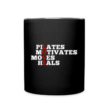 Pilates Motiviert Bewegt Heilt - Tasse einfarbig - Schwarz - Vorne
