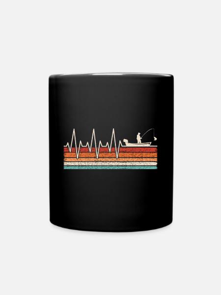 Pêcheur Heartbeat Bateau Pêcheur - Mug uni - noir