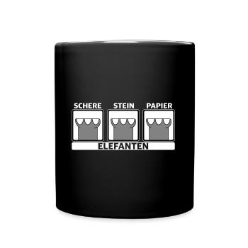 Schere, Stein, Papier | Elefant, Spiel, Party - Tasse einfarbig - Schwarz - Vorne